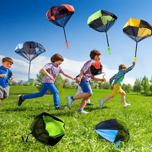 Miniatura 5 de Juuxncgv Paquete de 10 juguetes de paracaídas, paracaídas de juguete sin enredos, juguetes voladores para niños, regalos (5 colores)