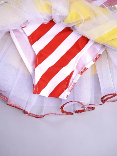 Miniatura 6 de Vestido de baile tutú a rayas con lentejuelas para niños, vestido de patinaje artístico, fiesta de Navidad, disfraz de bastón de caramelo