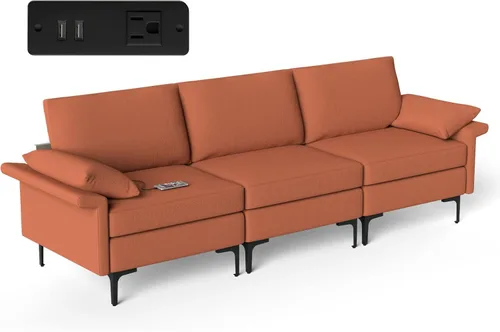 Miniatura 15 de Giantex Juego de 2 sofás individuales, silla decorativa, con cómodo cojín de 5 pulgadas, reposabrazos con cremallera, patas de acero, sillón de sala