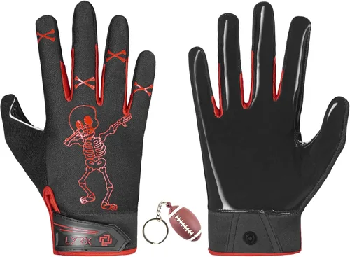 Miniatura 12 de Guantes de receptor de fútbol profesional LYRX con palma de silicona óptima, agarre antideslizante, control ultra adhesivo, deportivo, ligero