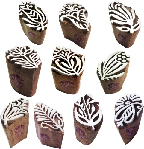 Miniatura 29 de Sellos de impresión de arcilla Arty Crafty pequeños bloques de madera con forma floral (juego de 10) Htag2101