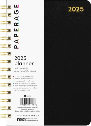 Miniatura 25 de PAPERAGE Agenda semanal y mensual 2026, 12 meses (enero de 2026 a diciembre de 2026), 5.6 x 8 pulgadas, agenda 2026 de tapa dura con hojas semanales