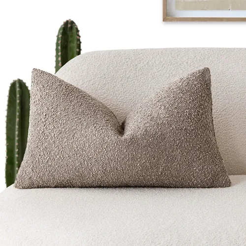 Miniatura 95 de Foindtower Fundas de almohada decorativas con textura de boucle, fundas de almohada sólidas, neutrales, suaves y acogedoras para silla, sofá