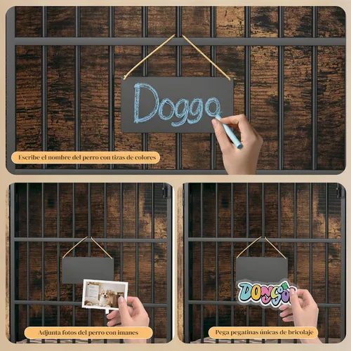 Miniatura 5 de Perrera para perros grandes con gancho, jaula resistente para perros extra grandes, a prueba de fugas y masticaciones, jaula para perros con alta