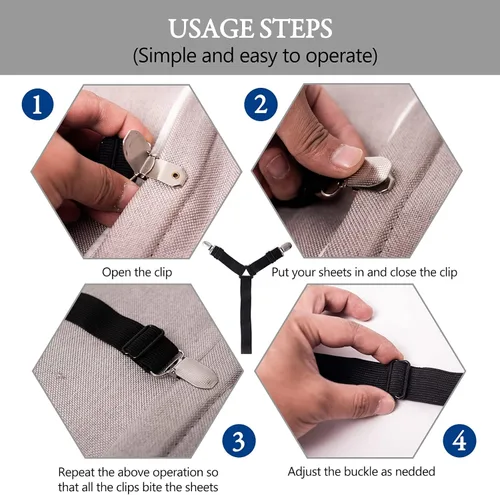 Miniatura 3 de TGOOD Regalo para mamá. Correas elásticas ajustables para cama matrimonial, Queen, King y Twin, clips cruzados de 6 vías, banda de tirantes, Negro