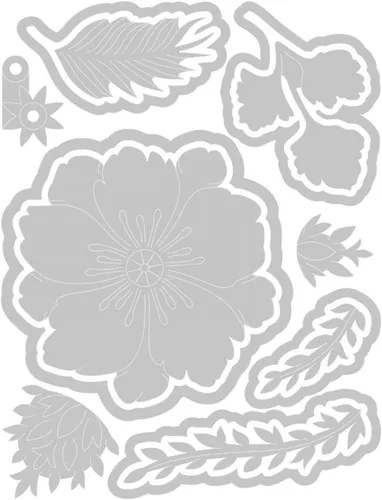 Miniatura 3 de Sizzix Thinlits Juego de troqueles de peonía, 13 unidades, multicolor