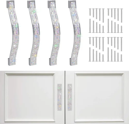 Miniatura 16 de SAVORI Tiradores para Cajones con Manija de Cristal Brillante, para Cajones, Alacena, Armario, Closet, Guardarropa, Puerta de Mueble, Manija Moderna