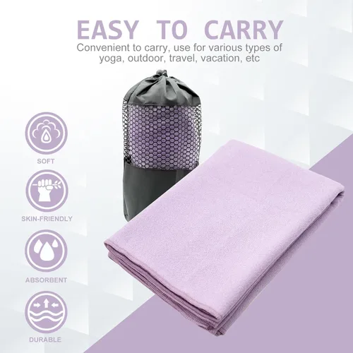 Miniatura 6 de Eunzel Paquete de 2 toallas de yoga caliente con punto de agarre, toalla de tapete de yoga antideslizante absorbente de sudor para yoga caliente