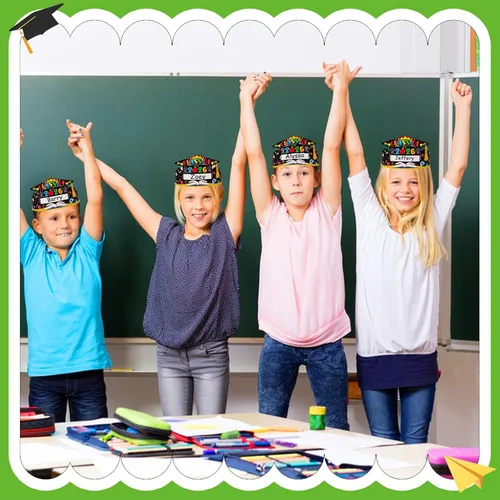 Miniatura 5 de SICOHOME Gorras de papel para niños, coronas de papel para estudiantes, jardín de infantes, suministros de fiesta preescolar, ajustables