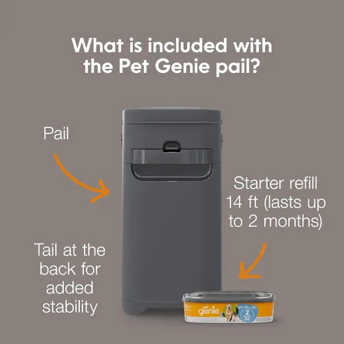 Miniatura 2 de Pet Genie Pail Sistema de eliminación de desechos de perros para control de olores con 1 repuesto de inicio (14 pies) + 1 paquete de repuesto Pet