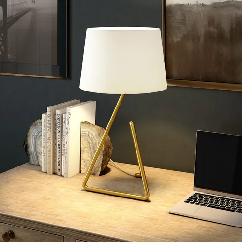 Miniatura 7 de Henn&Hart Lámpara de mesa de metal de 22 pulgadas con pantalla de tela en latón cepillado, para el hogar, sala de estar, dormitorio, sala