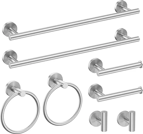 Miniatura 16 de USHOWER Juego de accesorios de baño de níquel cepillado, juego moderno de barra de toalla de 24 pulgadas montado en la pared, juego de accesorios