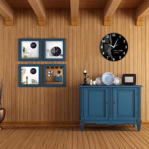 Miniatura 4 de Reloj de pared personalizado de 12 pulgadas, para terapeuta de columna vertebral, negro, redondo, analógico, sin tictac, sin alarma, adulto, unisex