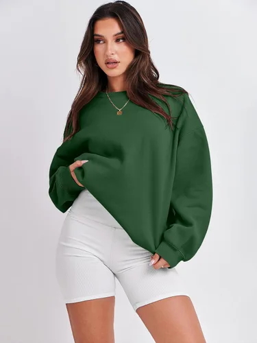 Miniatura 2 de ANRABESS Sudadera de gran tamaño para mujer, con cuello redondo, estilo Y2K, sudadera con capucha de forro polar, cómoda, camiseta informal, ropa