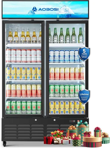 Miniatura 10 de AAOBOSI Refrigerador comercial comercial, refrigerador de pantalla de puerta de vidrio de 17.1 pies cúbicos, refrigerador vertical de bebidas