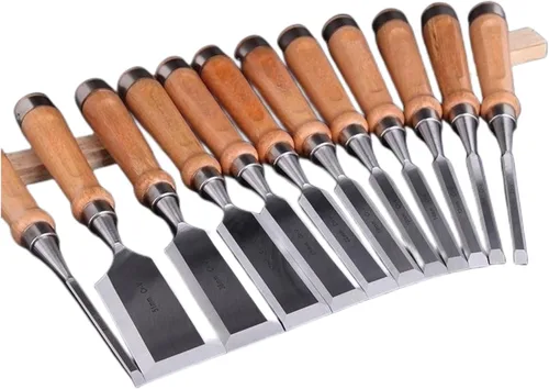 Miniatura 3 de DEEG Juego de herramientas de cincel de madera de 12 piezas, kit de cincel de tallado de carpintería con estuche de madera prémium para carpintero