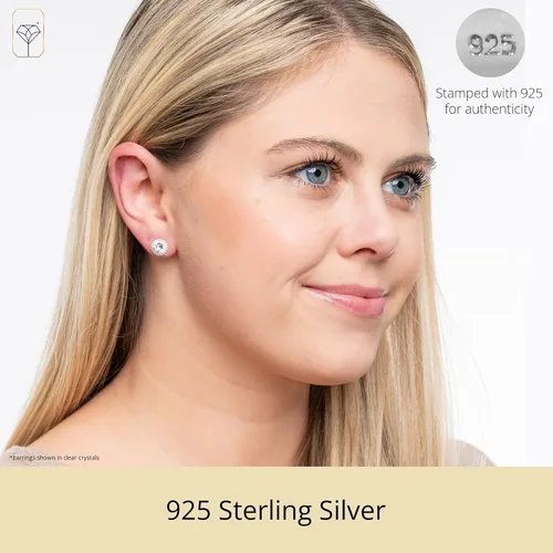 Miniatura 2 de Aretes de plata de ley con halo de cristal