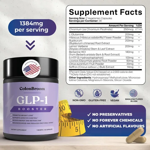 Miniatura 8 de ColonBroom GLP-1 Suplemento de control de peso para mujeres y hombres (60 cápsulas) y complejo de hongos, potente mezcla de hongos (60 cápsulas)