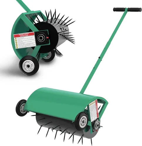 Miniatura 8 de Aireador de césped rodante de 24 pulgadas, herramienta de aireación manual resistente, hasta 70 libras, herramienta de aireación de picos de empuje