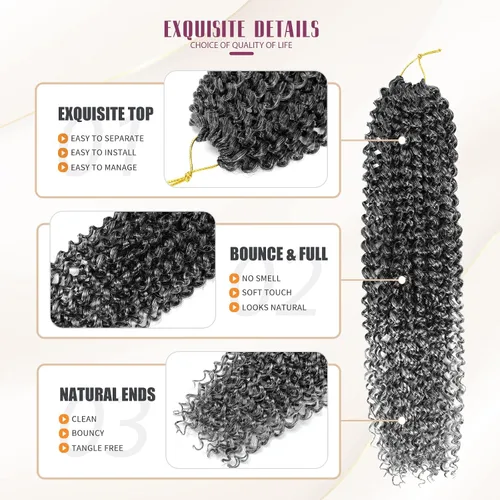Miniatura 4 de Dansama Passion Twist - Cabello ondulado trenzado para trenzas de ganchillo estilo mariposa, extensiones de cabello bohemio (18 pulgadas