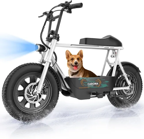 Miniatura 15 de Caroma Peak - Patinete eléctrico de 1200 W con asiento, motocicleta eléctrica de 16 pulgadas con neumáticos gruesos, rangos máximos de 30 millas