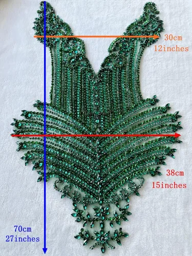 Miniatura 4 de Accesorios de encaje de gran tamaño con cuentas, lentejuelas y cristales brillantes, hechos a mano, para coser a mano, con adornos de cristal