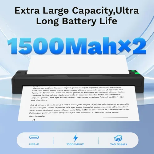 Miniatura 7 de Impresoras portátiles inalámbricas para viajes, mini impresora térmica Bluetooth sin tinta compatible con Android, iOS y laptop, compatible