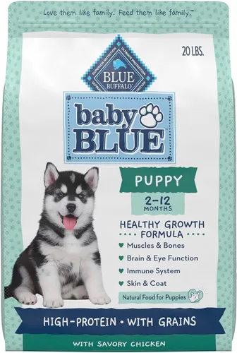 Blue Buffalo Baby Blue - Alimento seco natural para cachorros, fórmula de crecimiento saludable con DHA, receta de pollo salado con alto contenido