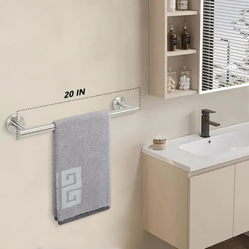 Miniatura 6 de NearMoon - Barra para toallas de baño, soporte de toalla de ducha de acero inoxidable grueso para baño, montado en la pared, longitud total de 18