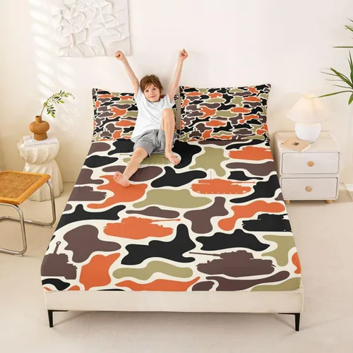 Miniatura 50 de Erosebridal Camouflage Sheets for Boys Girls Game Console Fitted Sheet,3D Gamer Controller Kids Bedding Sets Army Camo Bed Sets Twin 2 Piece