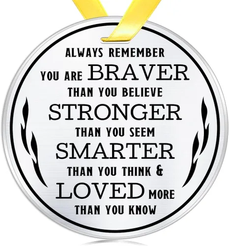 Adorno de Navidad inspirador, Always Remember You are Braver Stronger Smarter, recuerdo plano de acero inoxidable de 3 pulgadas, adorno de Navidad