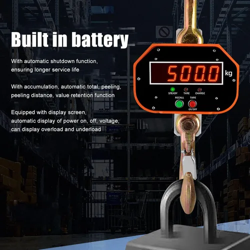 Miniatura 3 de Báscula industrial para grúa, 6,613.9 lbs, 6600 libras, báscula colgante con pantalla digital industrial resistente con control remoto, gancho