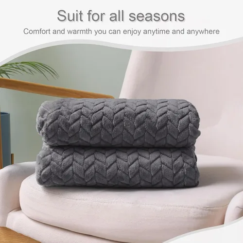 Miniatura 5 de Exclusivo Mezcla - Manta de vellón gris oscuro para sofá y cama, 50 x 70 pulgadas, mantas suaves y acogedoras de franela decorativas de jacquard 3D