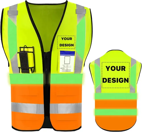 Miniatura 10 de Chaleco de seguridad de alta visibilidad reflectante con bolsillos y cremallera personalizado su logotipo ropa de trabajo de seguridad