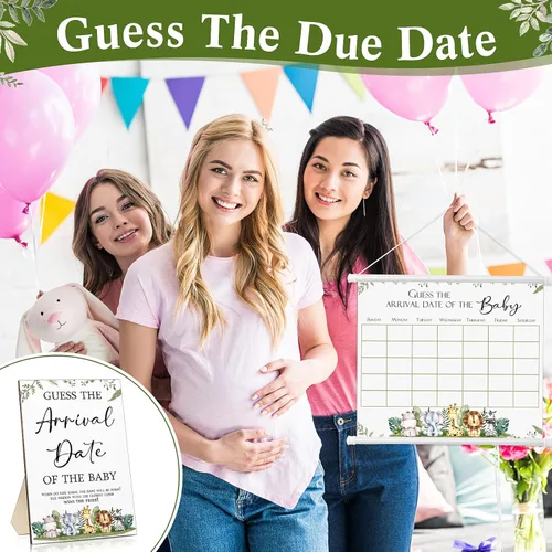 Miniatura 7 de Sintuff Calendario de fecha de vencimiento de Baby Shower Guess incluye 1 letrero de madera de Adivina la fecha de llegada del baby shower, 1