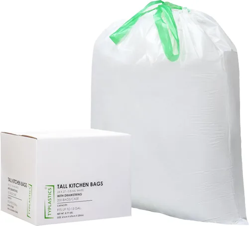 TYPLASTICS Bolsas de basura altas con cordón para cocina, 13 galones (200 unidades)