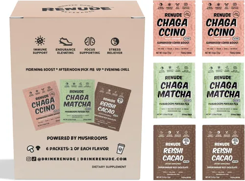 Miniatura 7 de Renude Chagaccino - Polvo de hongos Chaga, mezcla de bebida de café de hongos con adaptógenos, energía natural y apoyo inmunológico, vegano, keto