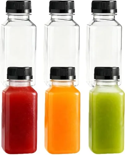 Miniatura 13 de 6 botellas pequeñas de plástico de 2 onzas con tapas, recipientes reutilizables transparentes a granel para bebidas a granel a prueba de fugas
