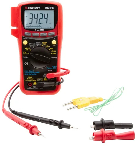 Miniatura 2 de Triplett 9045 True RMS Multímetro digital de 6000 cuentas: voltaje CA/CC, corriente CA/CC, resistencia, continuidad, prueba de diodos y capacitancia