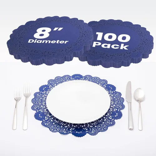 Miniatura 75 de Restaurantware Pastry Tek Blondas de Encaje de 4 x 4 Pulgadas 100 Vajilla Decorativa - Blondas de Mesa Desechables Redondas de Papel Negro