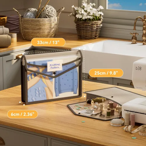 Miniatura 5 de ABC life Paquete de 12 carpetas de archivos expansibles de plástico, carpetas para documentos con cierre a presión, soporte organizador de carpetas