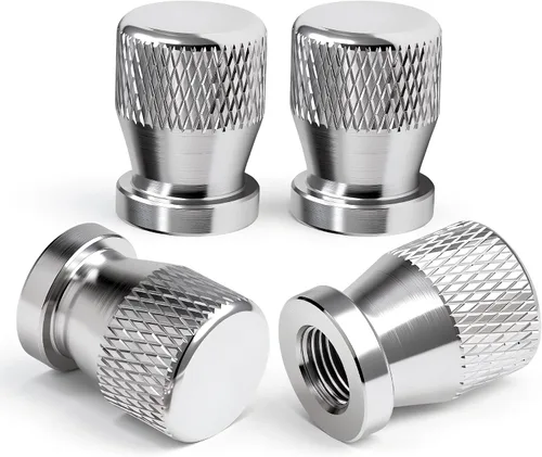 Miniatura 45 de 4 piezas de tapas de válvula de rueda con forma de punta, válvula de rueda de aleación de aluminio con punta, tapas de aire universales a prueba