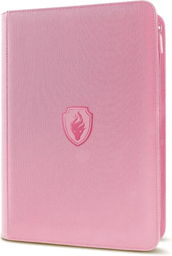 Fabmaker - Carpeta de tarjetas con cierre de alta calidad, 9 bolsillos, cubierta de poliuretano, álbum de colección de tarjetas con cremallera, Rosa