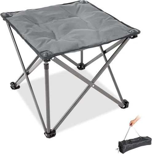 Miniatura 10 de FUNDANGO Taburete de Campamento Extragrande para Adultos, Otomán Plegable con Acolchado Grueso de 18.1 Pulgadas para Descansar los Pies, Silla