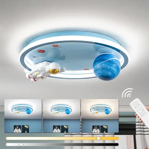 Miniatura 9 de Shine LUEST Lámpara de techo de astronauta de 20 pulgadas regulable para niños, luces de techo empotradas para dormitorio, lámpara LED de 3000