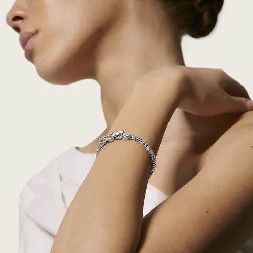 Miniatura 6 de John Hardy Pulsera de cadena Dragon Station de oro y plata de Leyendas Naga para mujer, Metal