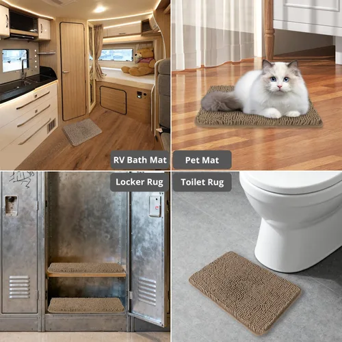 Miniatura 555 de Alfombra de baño pequeña de 12 x 18 pulgadas, lavable y absorbente, antideslizante, alfombra de baño de felpilla gruesa y suave para baño, ducha