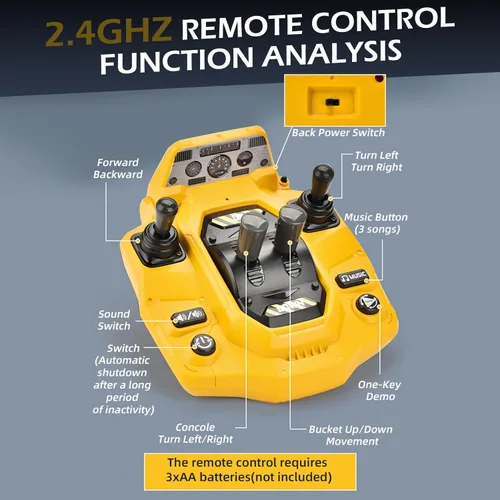 Miniatura 3 de Excavadora a control remoto, escala 1:14 15CH Excavadora RC para adolescentes, vehículos de construcción RC de 2.4 GHz con excavadora, vehículos