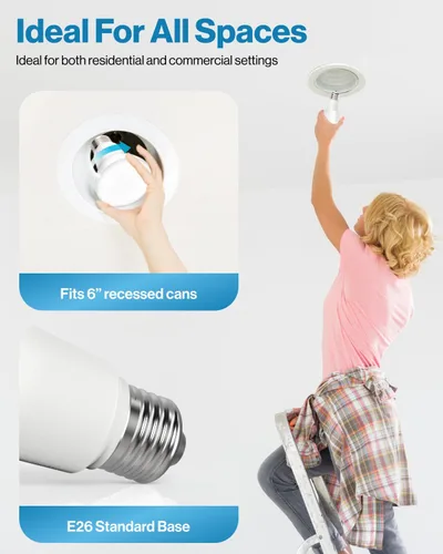 Miniatura 4 de Sunco 6 Pack BR40 - Bombillas LED, focos de inundación para interiores, bombilla de luz empotrable en casquillo, 1400 LM, 17W (equivalente a 100W)