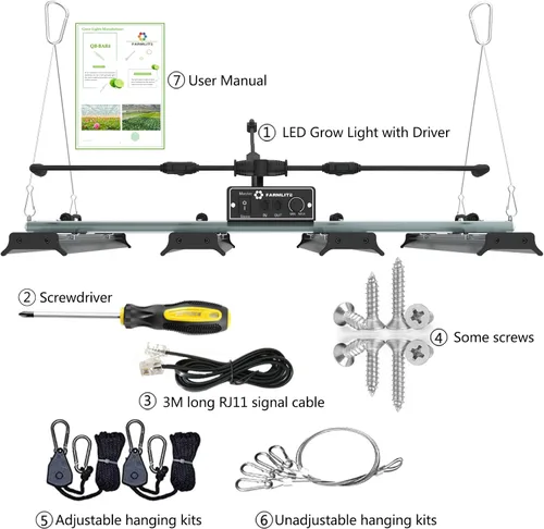Miniatura 6 de Luz de Cultivo FARMLITE Luces LED de Cultivo para Plantas de Interior Espectro Completo Luz de Crecimiento de Plantas Lámparas Colgantes de Cultivo